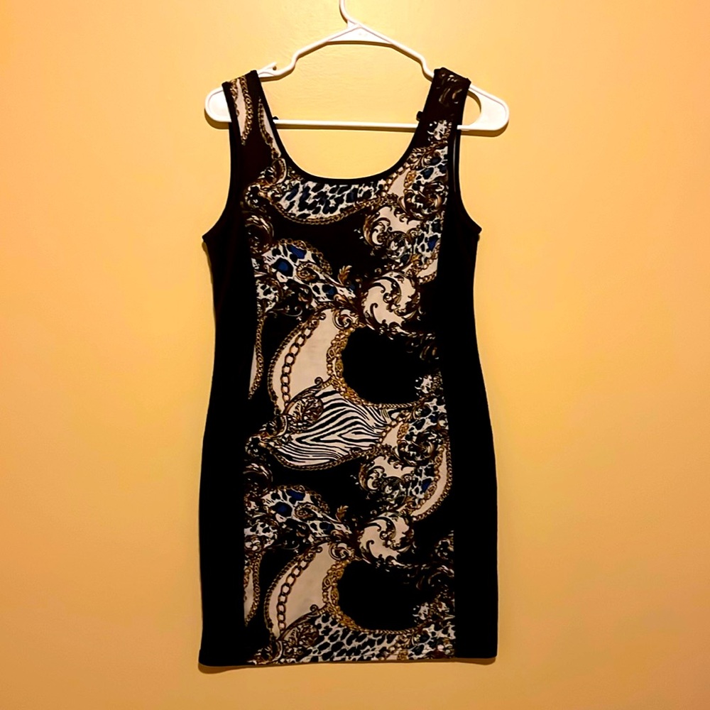 M Stretchy Dress Sleeveless Front Round Neck Back V-Neck for Summer